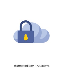 Cloud security icon flat symbol. Isolated vector illustration of internet secure sign cloud security icon concept for your web site mobile app logo UI design.