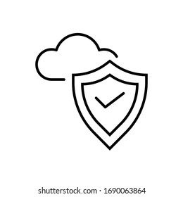 cloud security icon. Flat vector graphic in white background.