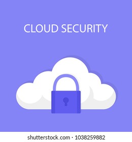 Cloud security icon Isolated on a blue background, vector illustration. Flat design.
