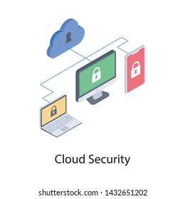 
Cloud security icon isolated on white background 
