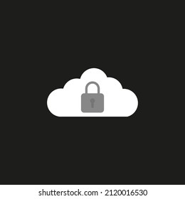Cloud security icon on black background. Vector illustration