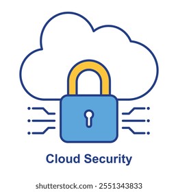 Cloud Security Icon – Cloud with Padlock Ensuring Protection of Data Stored Online