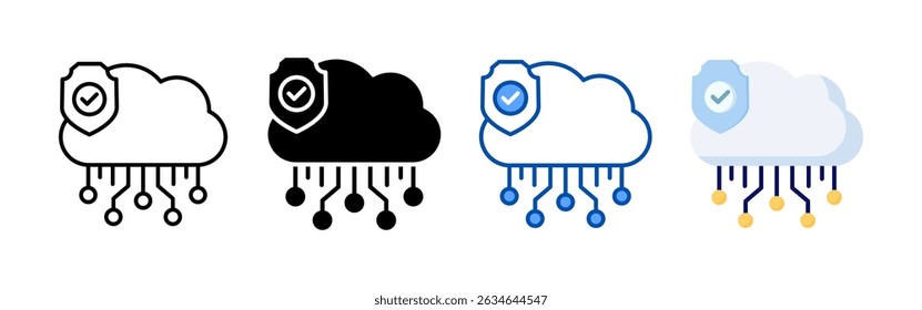 Cloud security icon set bundle. Multi style icon collection perfect for websites, apps, and presentations. Simple vector icon collection