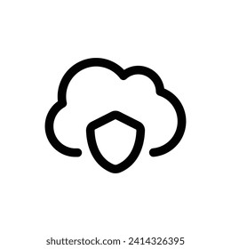 Cloud Security icon in trendy outline style isolated on white background. Cloud Security silhouette symbol for your website design, logo, app, UI. Vector illustration, EPS10.