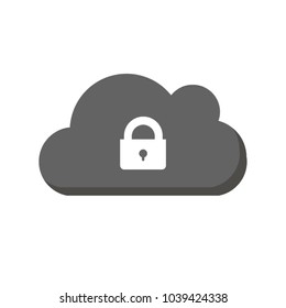 Cloud security icon, vector illustration. Flat design style with shadow