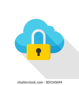 Cloud security icon, vector illustration. Flat design style with long shadow,eps10