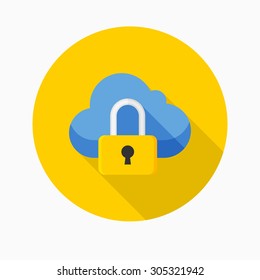 Cloud security icon, vector illustration. Flat design style with long shadow,eps10