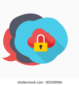 Cloud security icon, vector illustration. Flat design style with long shadow,eps10