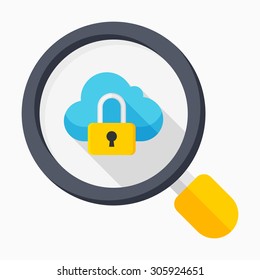 Cloud security icon, vector illustration. Flat design style with long shadow,eps10