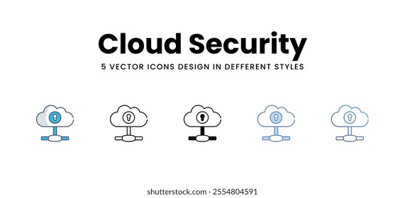 Cloud Security icons set in different style vector stock illustration