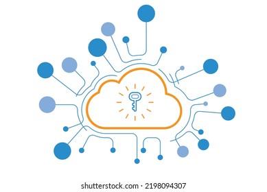 Cloud security key icon vector design