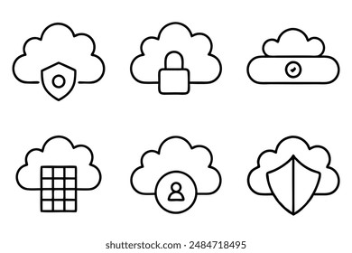 Cloud security line art illustration design data protection