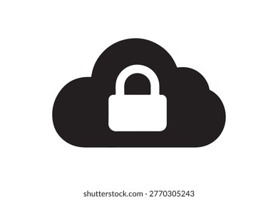 Cloud Security Lock Cyber Silhouette Icon