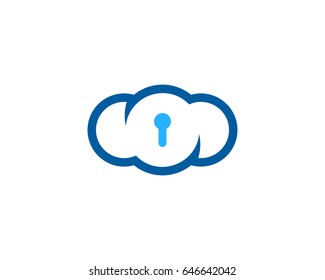 Cloud Security Lock Icon Logo Design Element