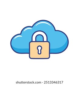 Cloud security lock. Secure cloud storage with a padlock. Data safety and protection.