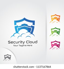 Cloud security logo design vecor. Shield and protection symbol .