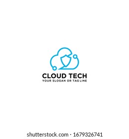 Cloud security logo design vector template