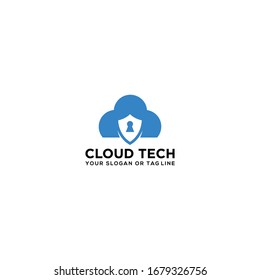 Cloud security logo design vector template