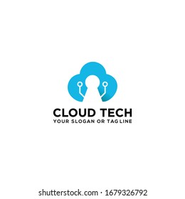 Cloud security logo design vector template