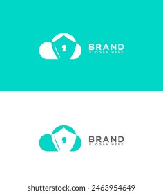 Plantilla de símbolo de identificación de logotipo de seguridad en nube  