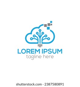 Cloud security logo, innovative tech logo design isolated vector template 