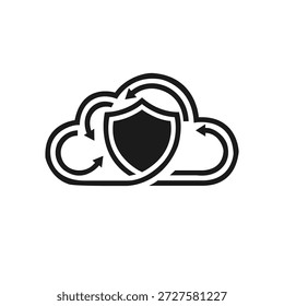 Cloud Security Logo, Cloud shield logo, Cloud computing logo, Cloud Computing Safety Logo, Data Protection and Secure Computing Icon.