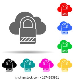 cloud security multi color style icon. Simple glyph, flat vector of web development icons for ui and ux, website or mobile application
