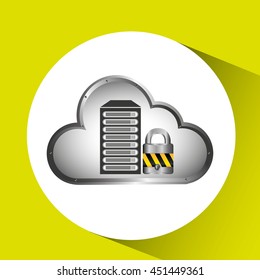 cloud security protection data center isolated, vector illustration