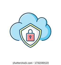 Cloud security RGB color icon. Personal Internet page encryption. Digital data protection. Browser user privacy and safety. Isolated vector illustration