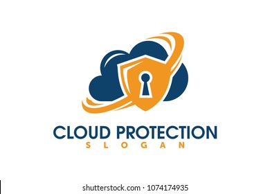 cloud security shield protection logo company design template element