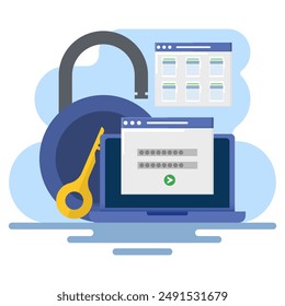 Cloud security system concept, Cloud server security, Data protection technology, Document security, Cloud data password protection. vector illustration with icons. flat vector illustration.