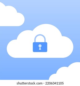 Cloud security. Technology flat vector illustration. 