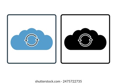 Cloud security upload icon. icon related to cloud computing. suitable for web site, app, user interfaces, printable etc. solid icon style. simple vector design editable
