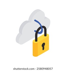 Cloud Security Vector Flat Isometric Icon Style illustration. Eps 10 File