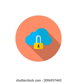 Cloud security vector icon, flat design, long shadow