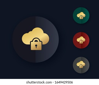 Cloud security vector icon gold color
