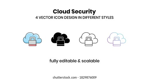 Cloud Security Vector illustration icons in different style
