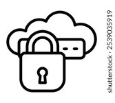 Cloud Security Vector Line Icon Design