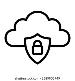 Cloud Security Vector Line Icon Design For Personal And Commercial Use