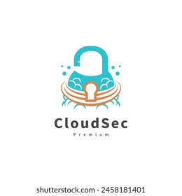 Cloud security vector logo design illustration 2