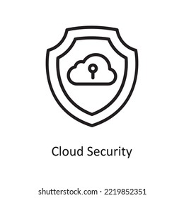 Cloud Security Vector Outline Icon Design illustration. Cloud Computing Symbol on White background EPS 10 File