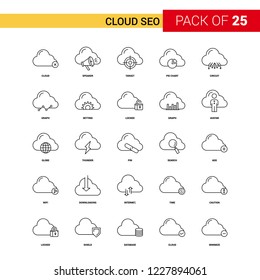 Cloud SEO Black Line Icon - 25 Business Outline Icon Set