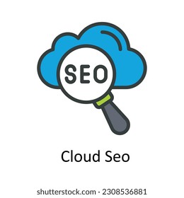 Cloud Seo Vector Fill Umriss Symbol Design Illustration. Seo- und Web-Symbol auf weißem Hintergrund EPS10-Datei