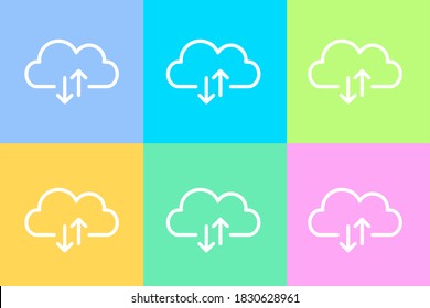 servidor en la nube bandcon icono de vector de transferencia de descarga, símbolo de almacenamiento de servidor con fondo colorido. Ilustración vectorial plana moderna y simple para sitio web o aplicación móvil
