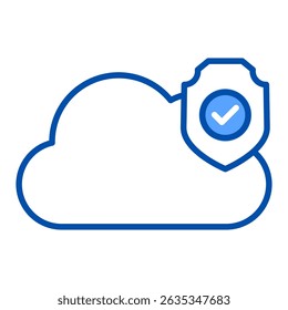 Cloud server blue color icon. Simple vector icon design in blue color style. Editable vector format