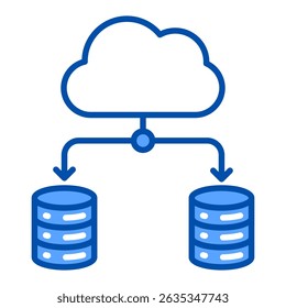 Cloud server blue color icon. Simple vector icon design in blue color style. Editable vector format