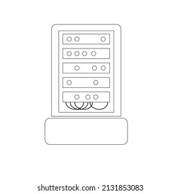 A cloud server cabinet with lights and wires - Technical Illustration , vector 