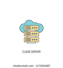 Cloud Server colorful line icon. Simple Icon illustration. Cloud Server Line Icon Useful For Web, Mobile, Software & Apps. Eps-10.