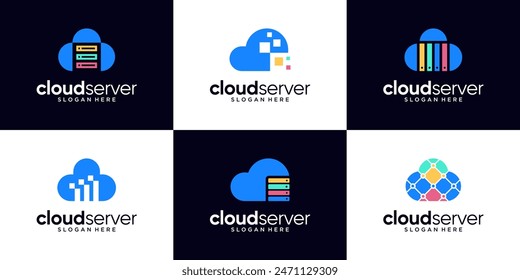 Cloud-Server bunte Logo-Design-Kollektion.