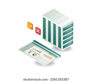 Cloud server data analysis technology concept illustration